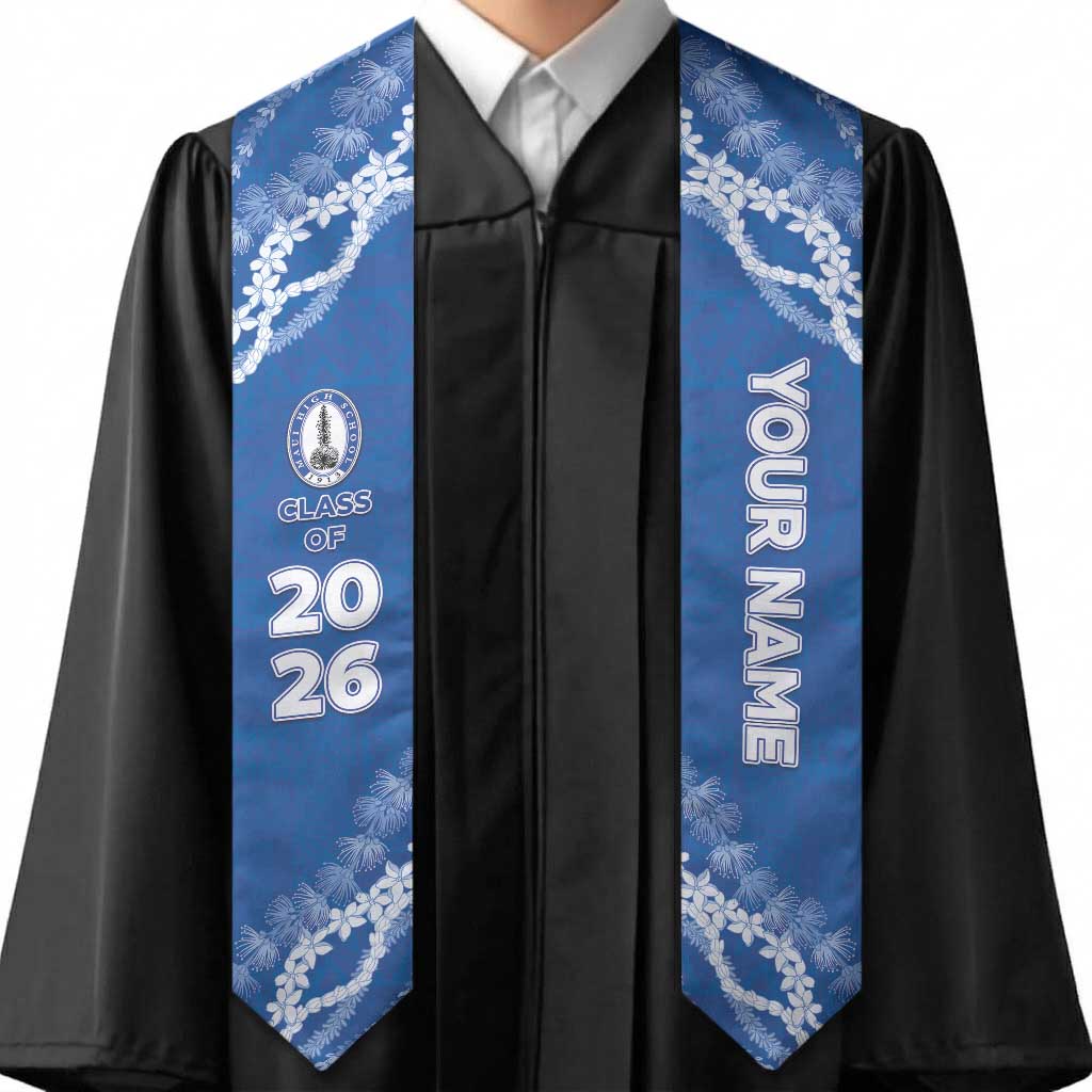 Custom Hawaii Maui High School Graduation Stole Tapa Pattern With Leis