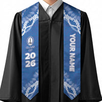 Custom Hawaii Maui High School Graduation Stole Tapa Pattern With Leis