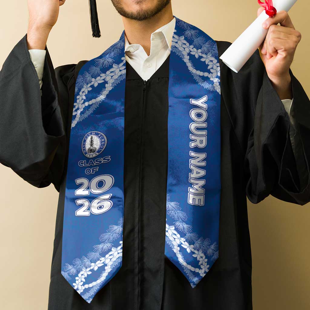 Custom Hawaii Maui High School Graduation Stole Tapa Pattern With Leis