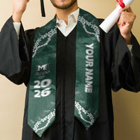 Custom Hawaii Molokai High School Graduation Stole Tapa Pattern With Leis
