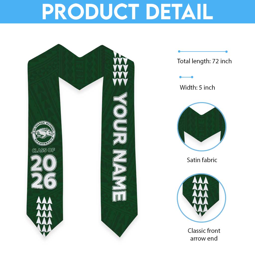 Custom Hawaii Olomana High & Intermediate School Graduation Stole Kakau Pattern LT05 - Polynesian Pride