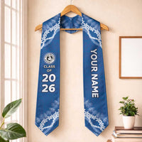 Custom Hawaii Waimea High School Graduation Stole Tapa Pattern With Leis
