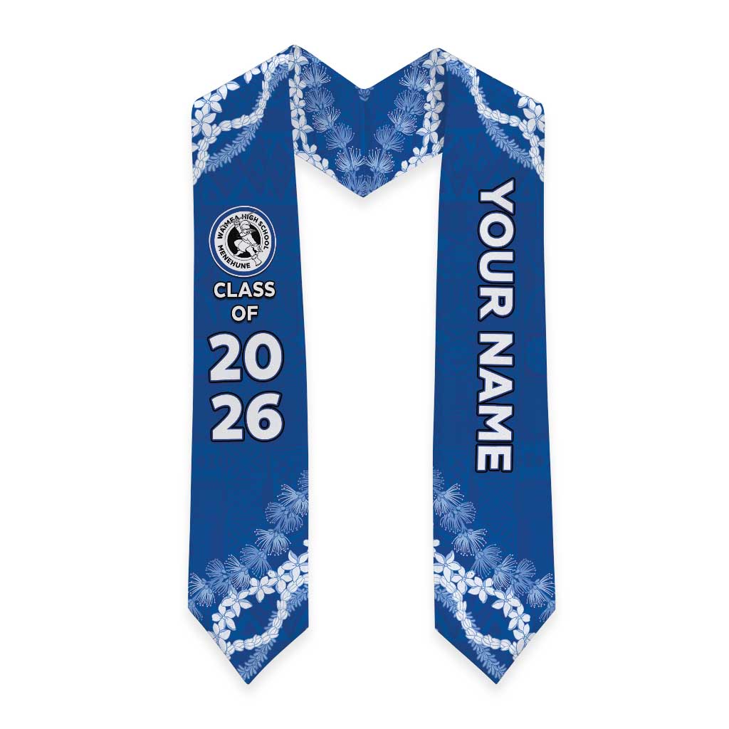 Custom Hawaii Waimea High School Graduation Stole Tapa Pattern With Leis