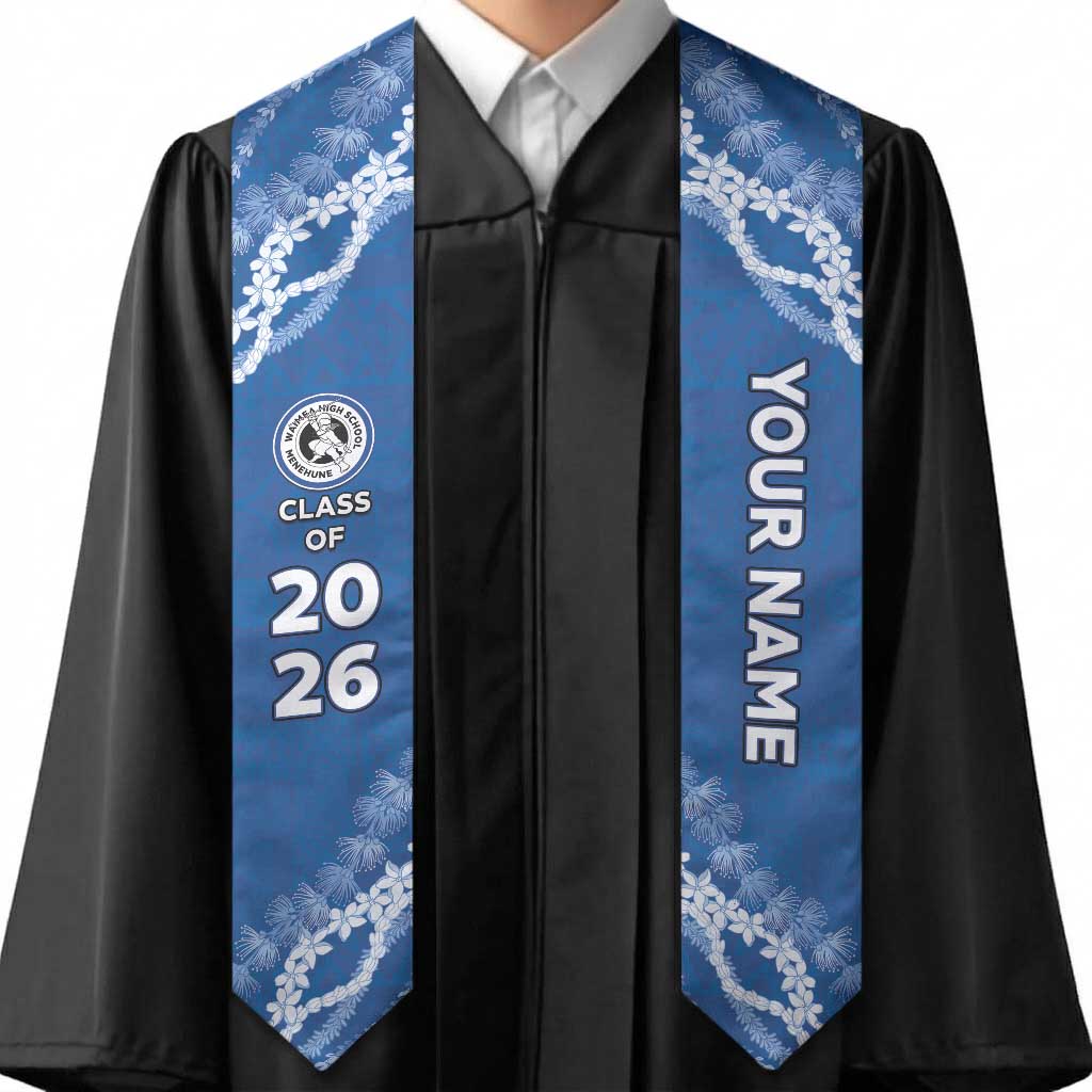 Custom Hawaii Waimea High School Graduation Stole Tapa Pattern With Leis