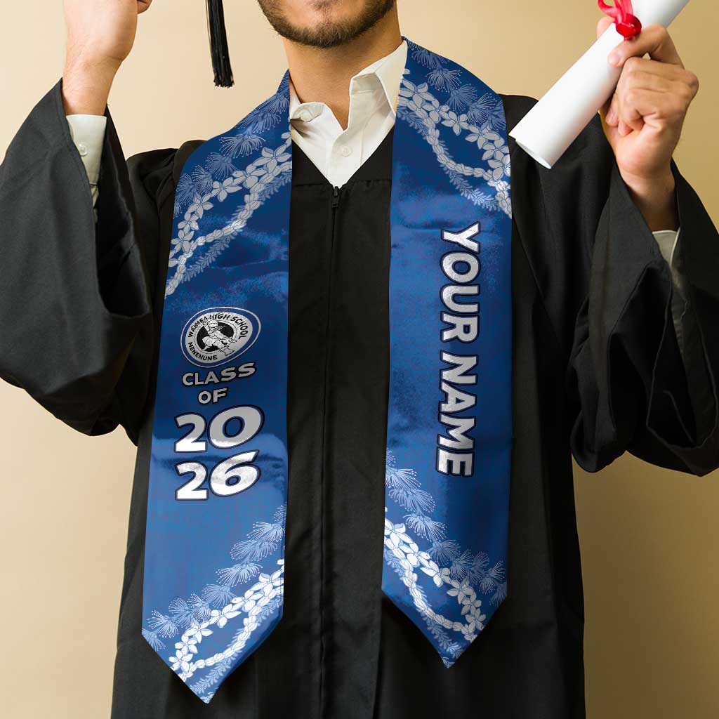 Custom Hawaii Waimea High School Graduation Stole Tapa Pattern With Leis