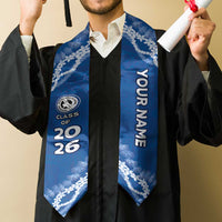 Custom Hawaii Waimea High School Graduation Stole Tapa Pattern With Leis
