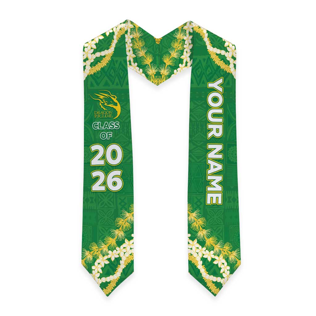 Custom Honokaa High And Intermediate School Graduation Stole Tapa Pattern With Leis LT05 - Polynesian Pride