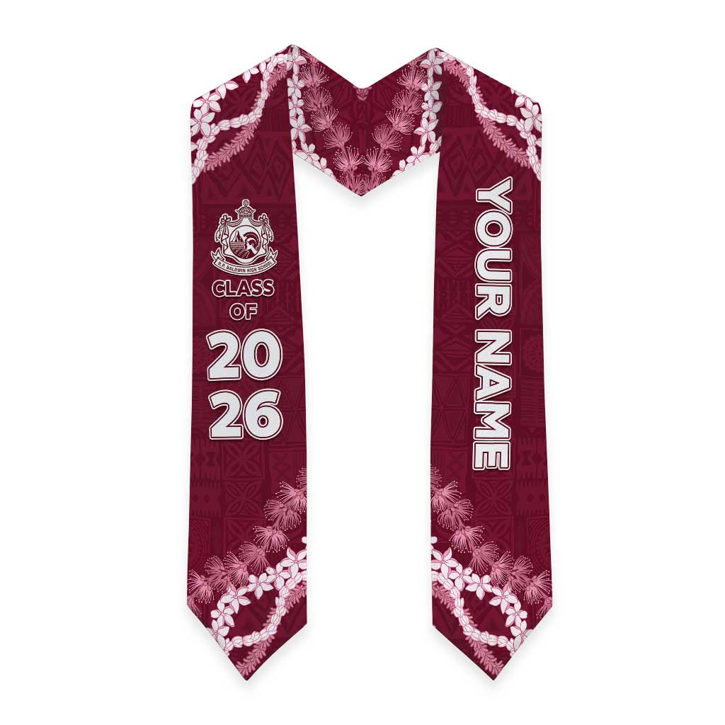 Custom H.P. Baldwin High School Graduation Stole Tapa Pattern With Leis LT05 - Polynesian Pride