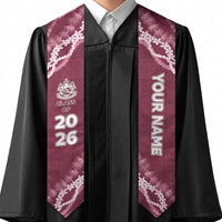 Custom H.P. Baldwin High School Graduation Stole Tapa Pattern With Leis LT05 - Polynesian Pride