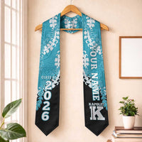 Custom Kapolei Hawaii High School Graduation Stole Class Of Year Puakenikeni Lei Hawaiian Pattern LT14 One Size Teal - Polynesian Pride