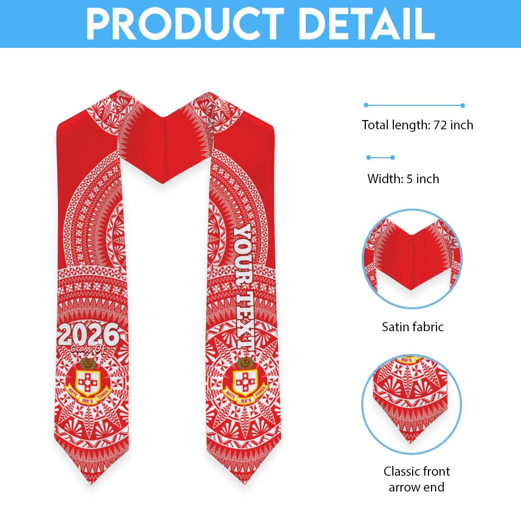 Custom Kolisi Tonga Atele Graduation Stole Class Of Year Tongan Ngatu Pattern LT14 - Polynesian Pride