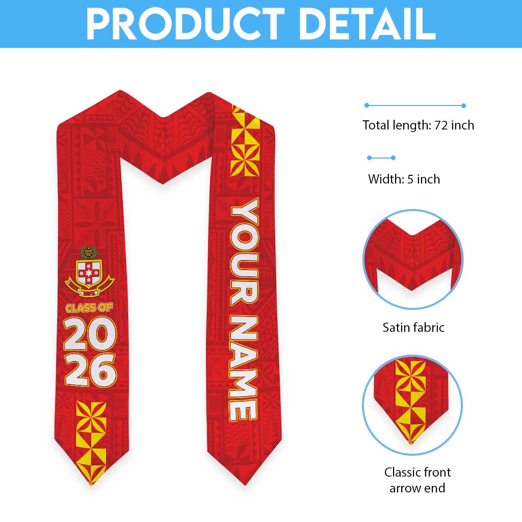 Custom Kolisi Tonga Graduation Stole Tongan Ngatu Pattern LT05 - Polynesian Pride