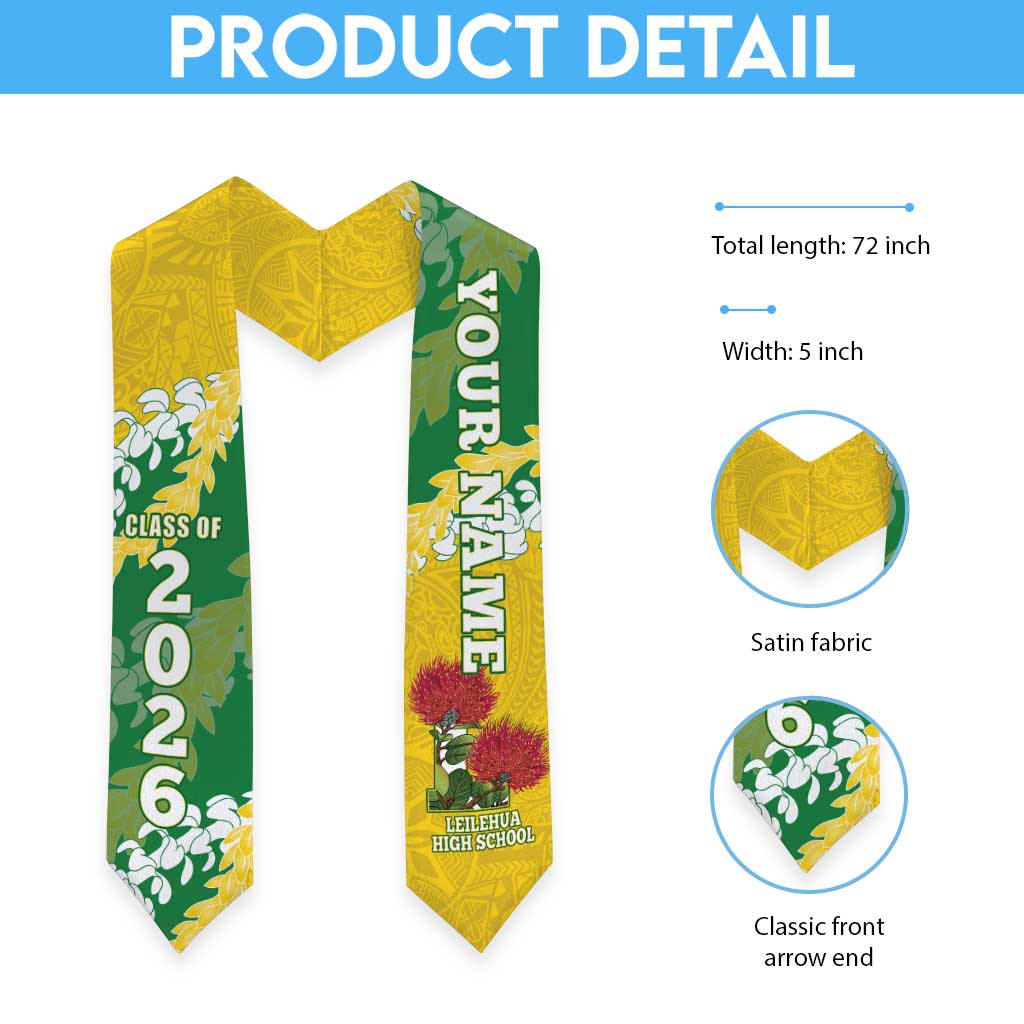 Custom Leilehua High School Graduation Stole Class Of Year Puakenikeni Lei Hawaiian Pattern LT14 - Polynesian Pride