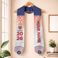 Custom Marist Brothers High School Graduation Stole With Fijian Tapa Pattern LT05 One Size Blue - Polynesian Pride