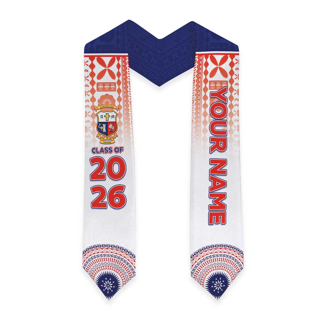 Custom Marist Brothers High School Graduation Stole With Fijian Tapa Pattern LT05 - Polynesian Pride