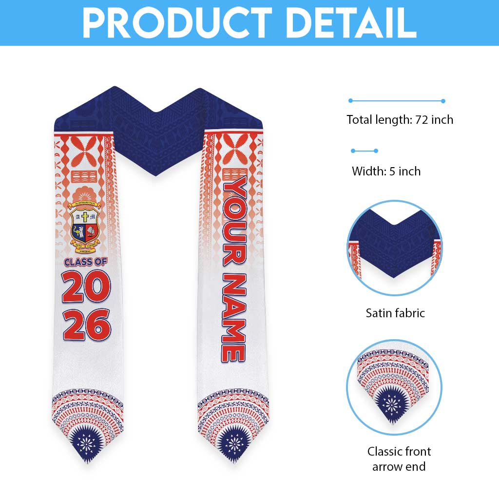 Custom Marist Brothers High School Graduation Stole With Fijian Tapa Pattern LT05 - Polynesian Pride