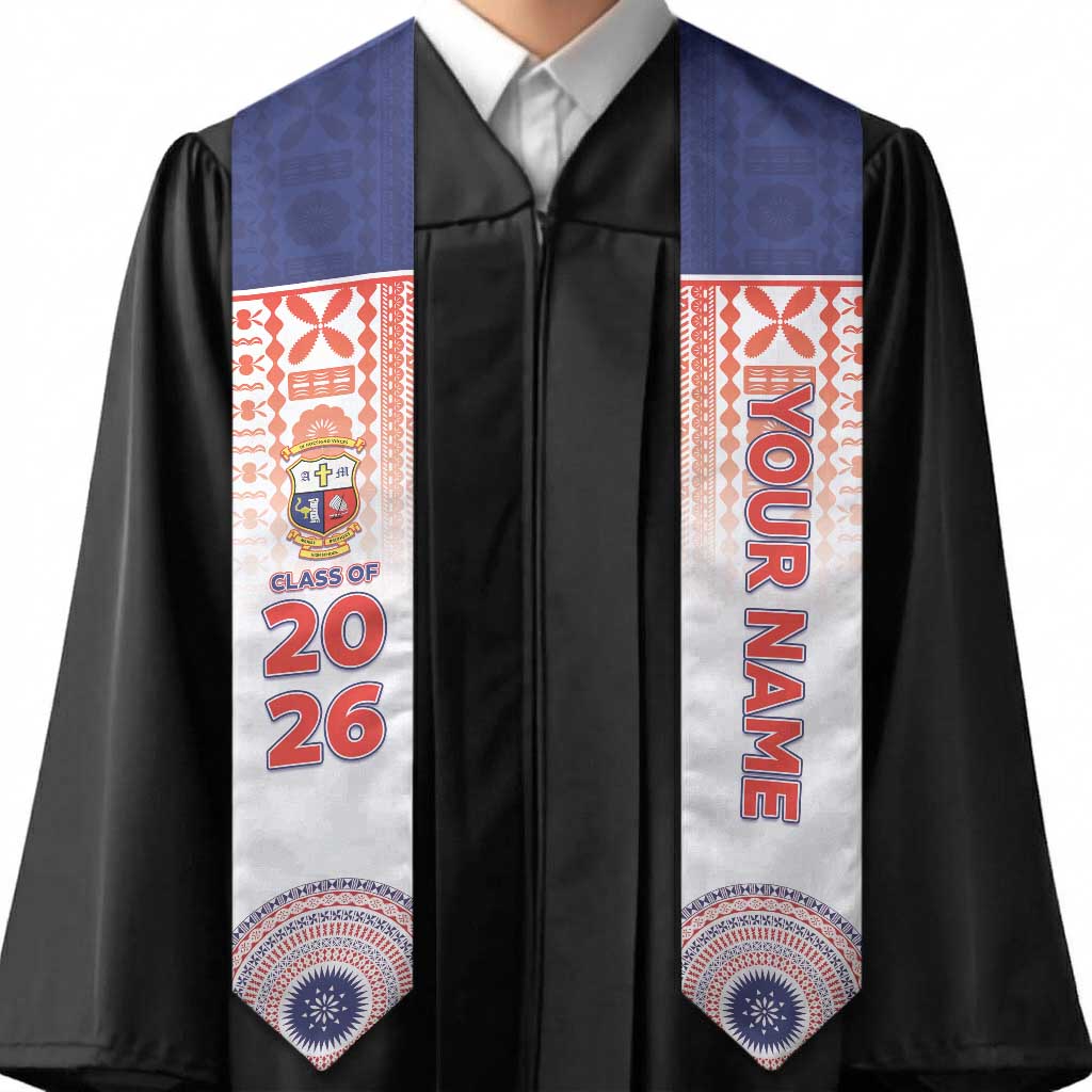 Custom Marist Brothers High School Graduation Stole With Fijian Tapa Pattern LT05 - Polynesian Pride