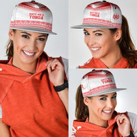 Custom Mate Ma'a Tonga Heritage Snapback Cap Pacific Tribal Rugby White Edition - Polynesian Pride
