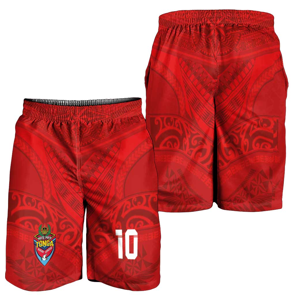 Custom Mate Ma'a Tonga Rugby Shorts for Men Ngatu Tribal Motifs Sporty Style - Polynesian Pride