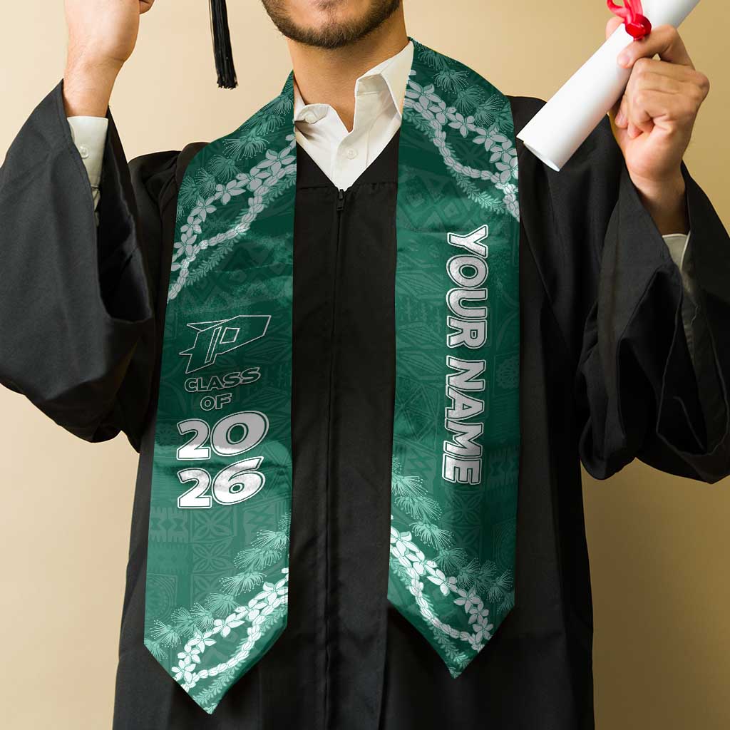 Custom Pahoa High And Intermediate School Graduation Stole Tapa Pattern With Leis LT05 - Polynesian Pride