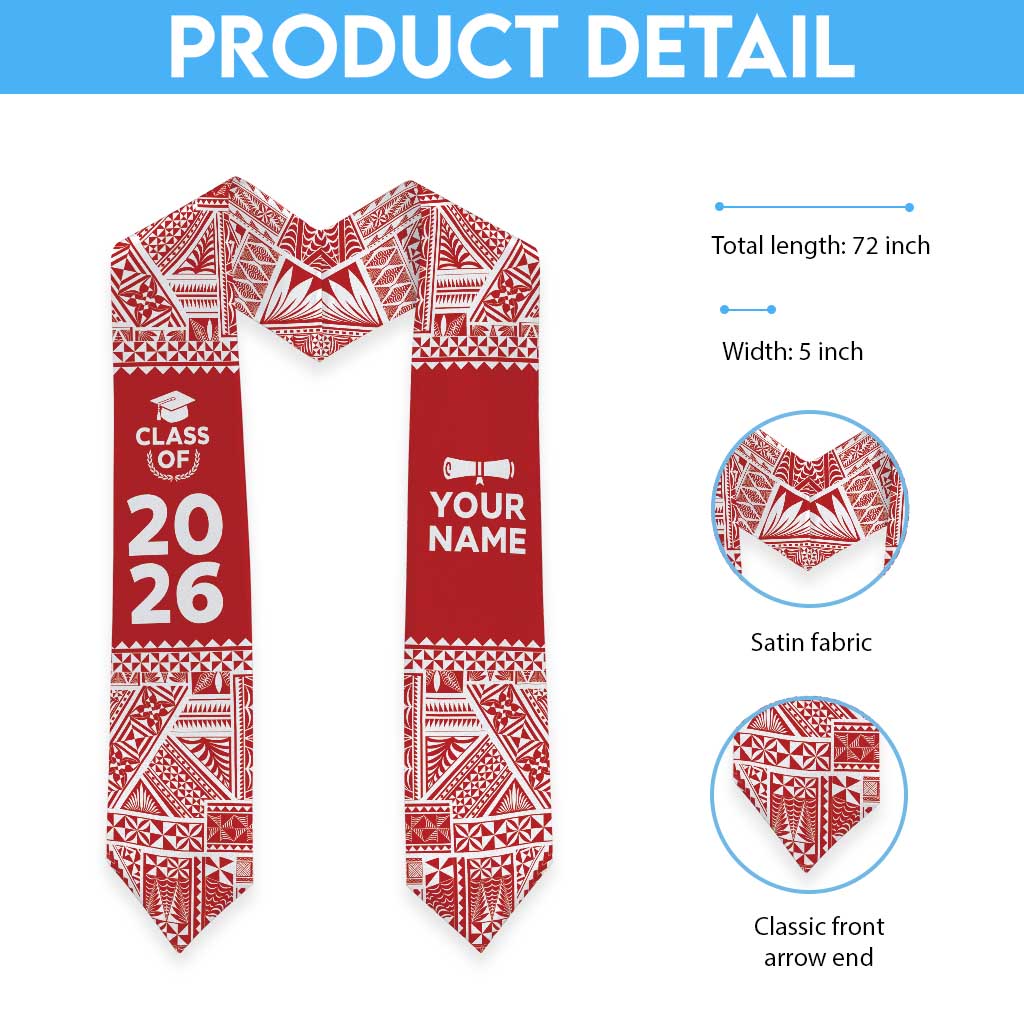 Custom Tonga Graduation Stole Tongan Ngatu Pattern