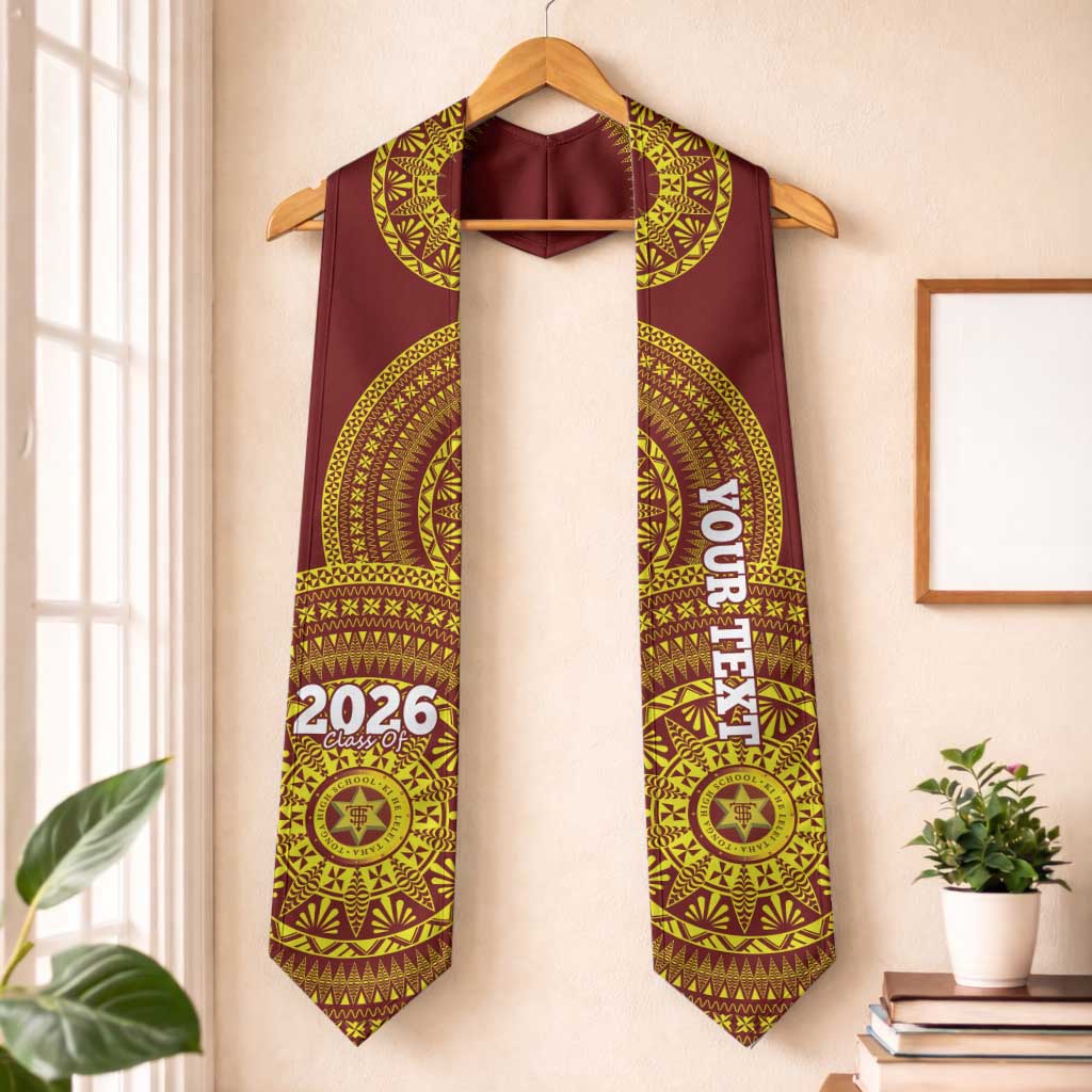 Custom Tonga High School Graduation Stole Class Of Year Tongan Ngatu Pattern LT14 One Size Maroon - Polynesian Pride