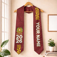 Custom Vavau High School Graduation Stole Tongan Ngatu Pattern LT05 One Size Red - Polynesian Pride