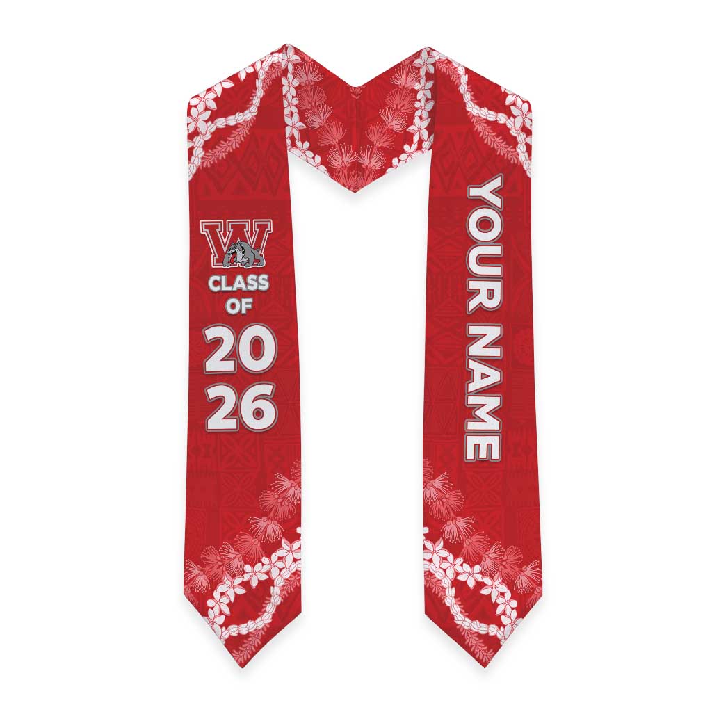 Custom Waialua High And Intermediate School Graduation Stole Tapa Pattern With Leis LT05 - Polynesian Pride