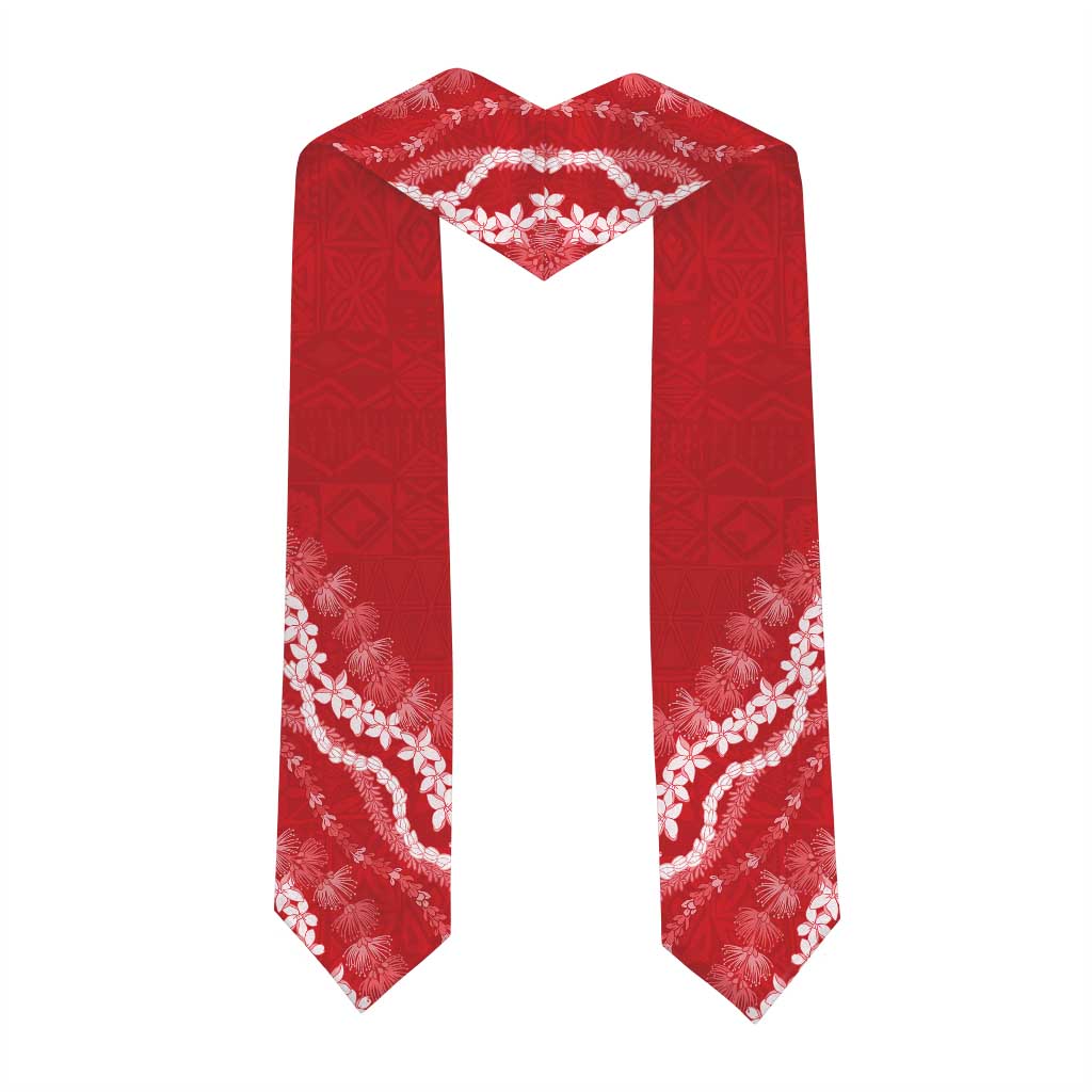 Custom Waialua High And Intermediate School Graduation Stole Tapa Pattern With Leis LT05 - Polynesian Pride
