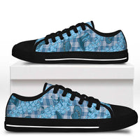 Cyan Palaka Hawaii Cowboy Low Top Shoes Puakenikeni Lei Paniolo Papale Seamless Vibes - Polynesian Pride