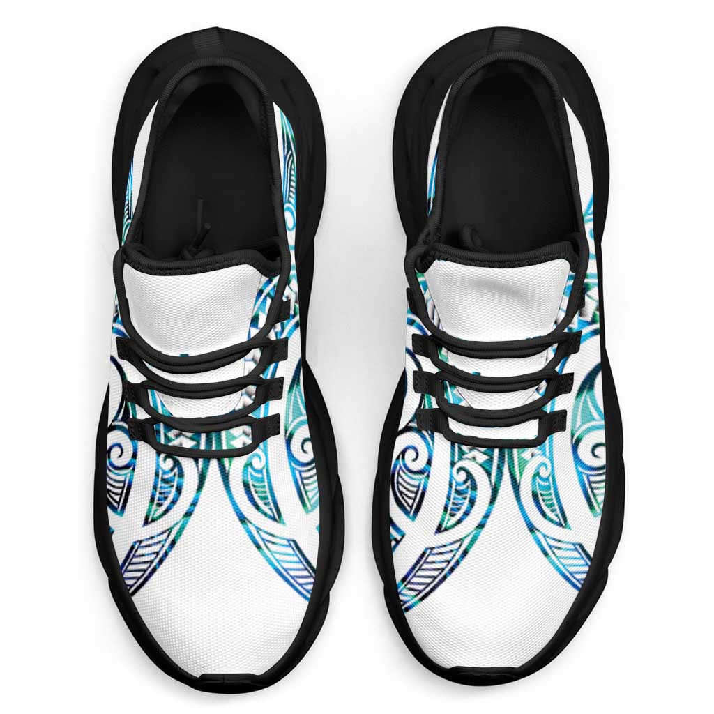 Cyan White New Zealand Puhoro Ta Moko Clunky Sneakers