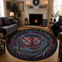 Dark Aotearoa Mythology Ruru Morepork Round Carpet