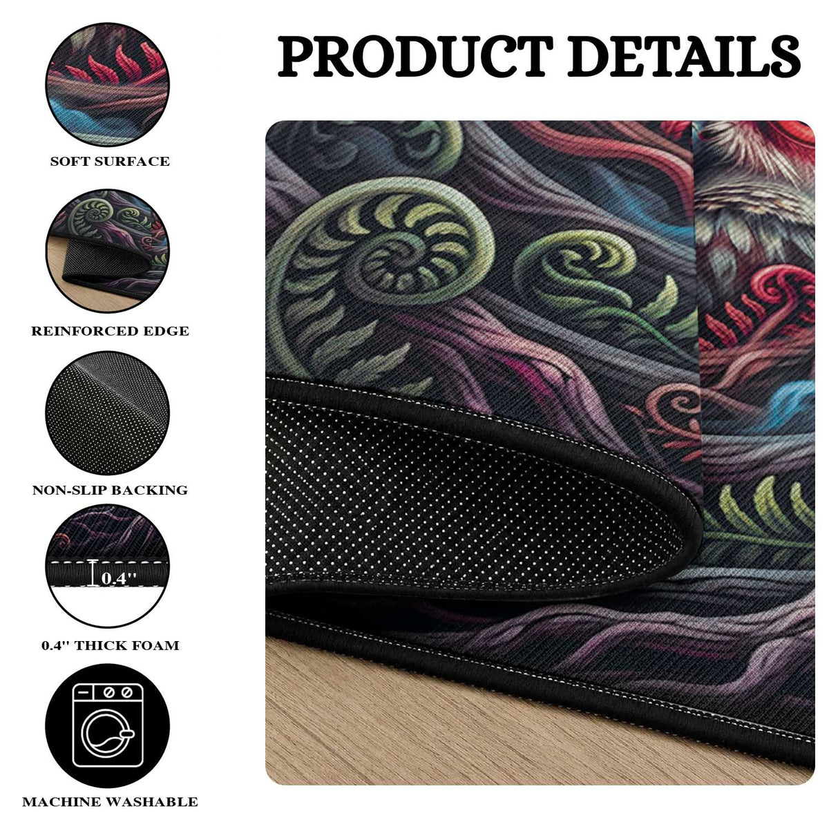 Dark Aotearoa Mythology Ruru Morepork Round Carpet