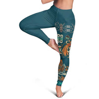 Dark Cyan Blue Batik Papua-inspired Pattern Leggings - Polynesian Pride