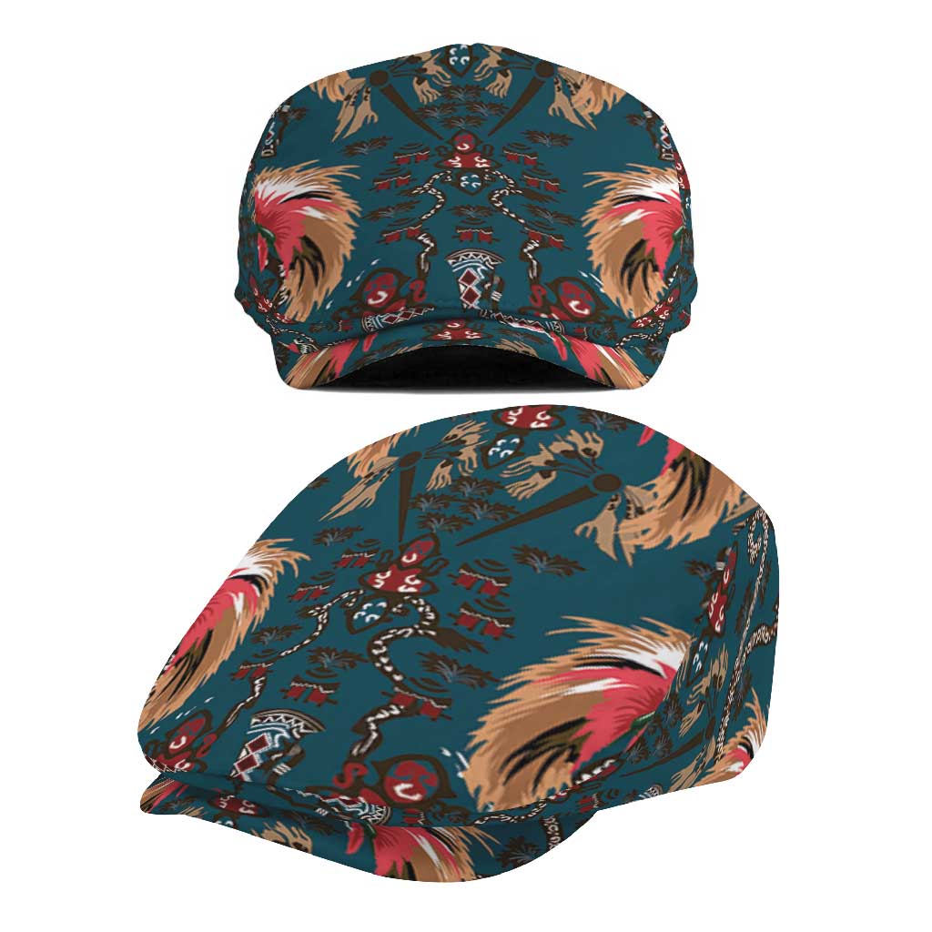 Dark Cyan Blue Bird of Batik Papua Jeff Hat Exotic Natural Wealth of Papua - Polynesian Pride