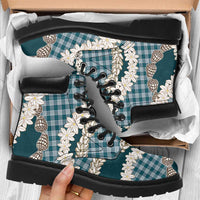 Dark Cyan Hawaii Tiare and Shell Lei All Season Boots Hawaiian Palaka Luxury Vibes - Polynesian Pride