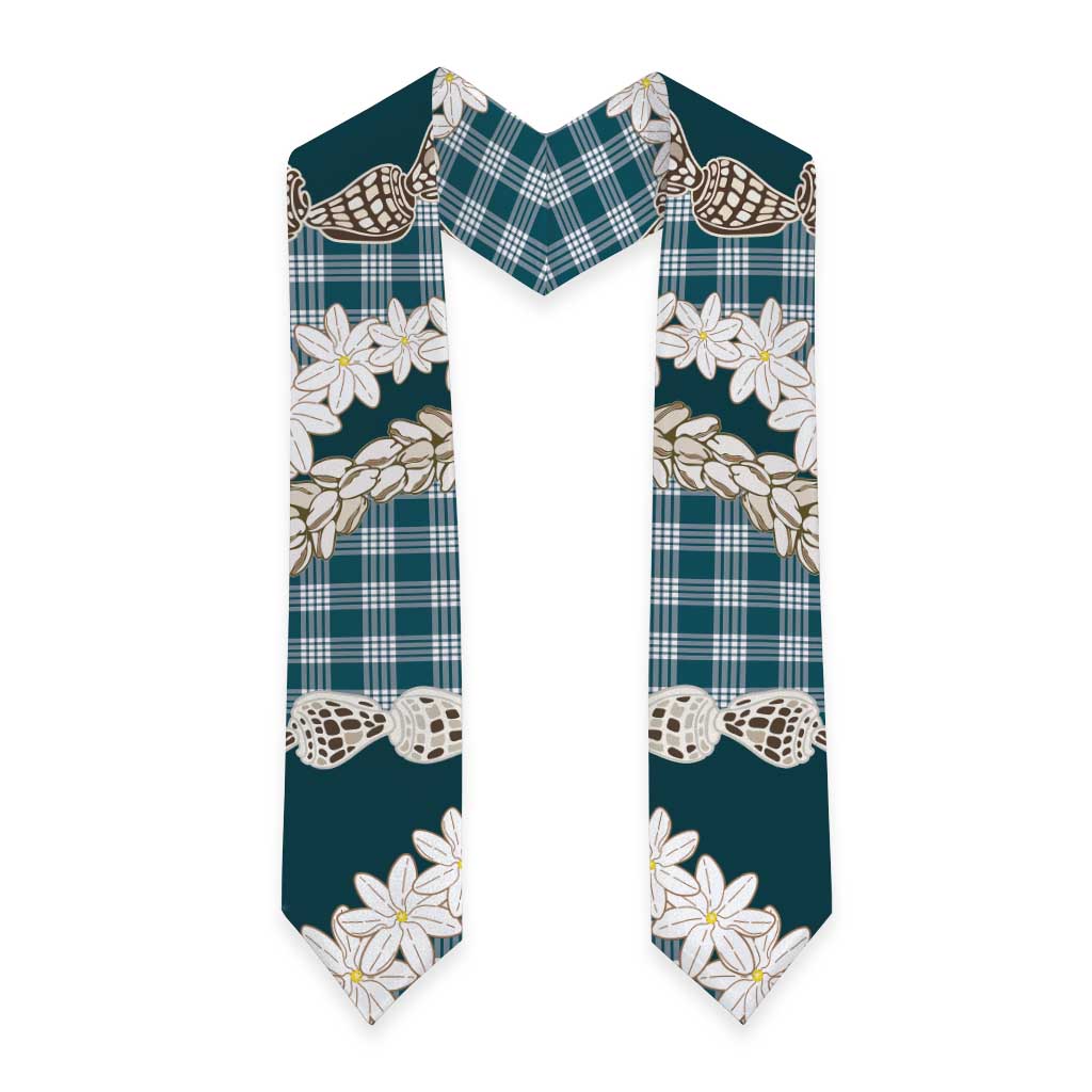 Dark Cyan Hawaii Tiare and Shell Lei Graduation Stole Hawaiian Palaka Luxury Vibes - Polynesian Pride