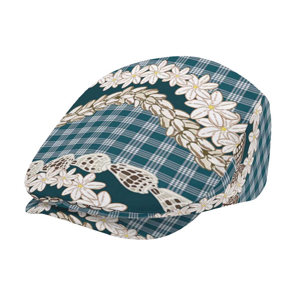 Dark Cyan Hawaii Tiare and Shell Lei Jeff Hat Hawaiian Palaka Luxury Vibes - Polynesian Pride