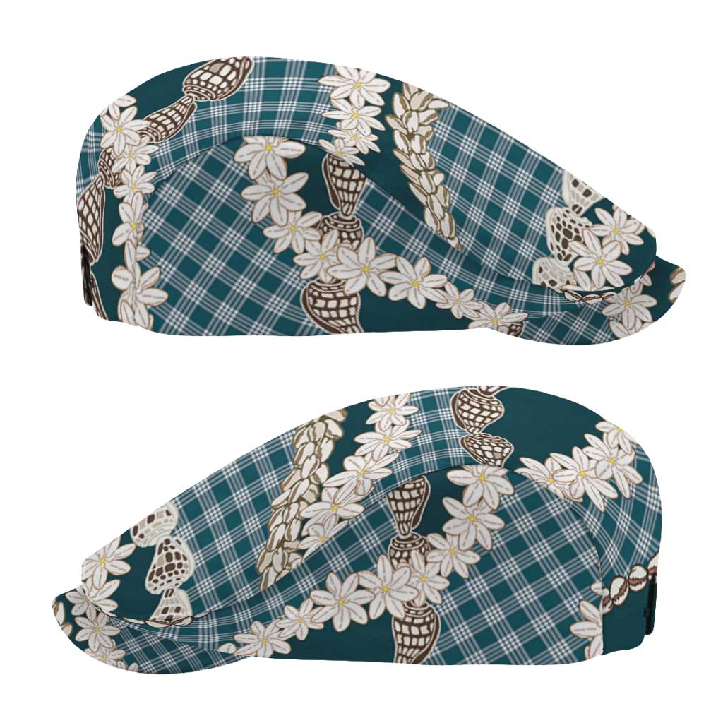 Dark Cyan Hawaii Tiare and Shell Lei Jeff Hat Hawaiian Palaka Luxury Vibes - Polynesian Pride