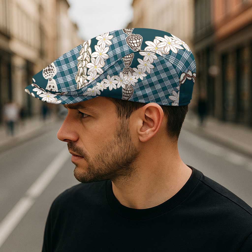 Dark Cyan Hawaii Tiare and Shell Lei Jeff Hat Hawaiian Palaka Luxury Vibes - Polynesian Pride