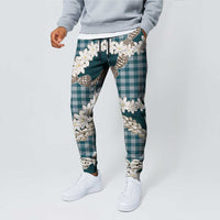 Dark Cyan Hawaii Tiare and Shell Lei Jogger Pants Hawaiian Palaka Luxury Vibes - Polynesian Pride