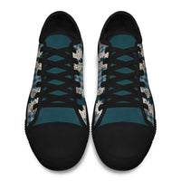 Dark Cyan Hawaii Tiare and Shell Lei Low Top Shoes Hawaiian Palaka Luxury Vibes - Polynesian Pride