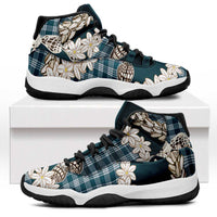 Dark Cyan Hawaii Tiare and Shell Lei Sneakers J11 Hawaiian Palaka Luxury Vibes - Polynesian Pride