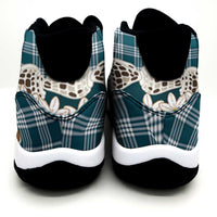 Dark Cyan Hawaii Tiare and Shell Lei Sneakers J11 Hawaiian Palaka Luxury Vibes - Polynesian Pride