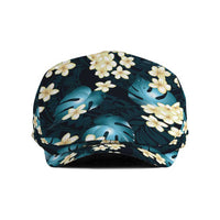 Dark Cyan Tropical Hawaii Jeff Hat Seamless Monstera Plumeria Hawaiian Pattern - Polynesian Pride