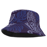 Deep Blue Monstera Bucket Hat Polynesian Tribal Pattern - Polynesian Pride