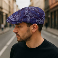 Deep Blue Monstera Jeff Hat Polynesian Tribal Pattern - Polynesian Pride