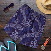 Deep Blue Monstera Shorts for Men Polynesian Tribal Pattern - Polynesian Pride