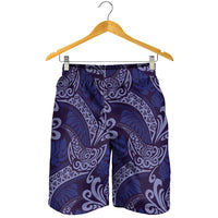 Deep Blue Monstera Shorts for Men Polynesian Tribal Pattern - Polynesian Pride