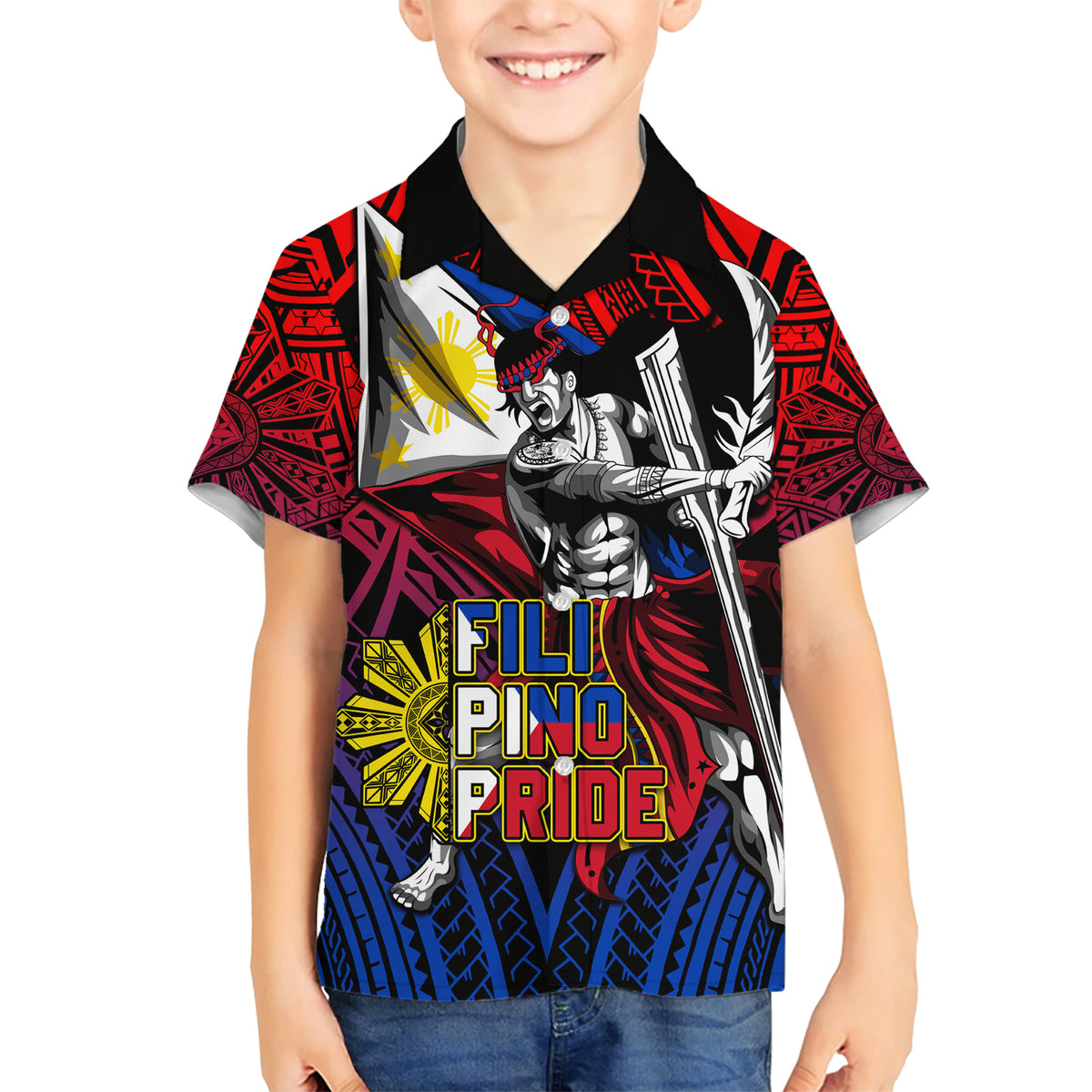 Filipinos Lapu-lapu Hero Hawaiian Shirt Philippines Flag and Sun DT02 - Polynesian Pride
